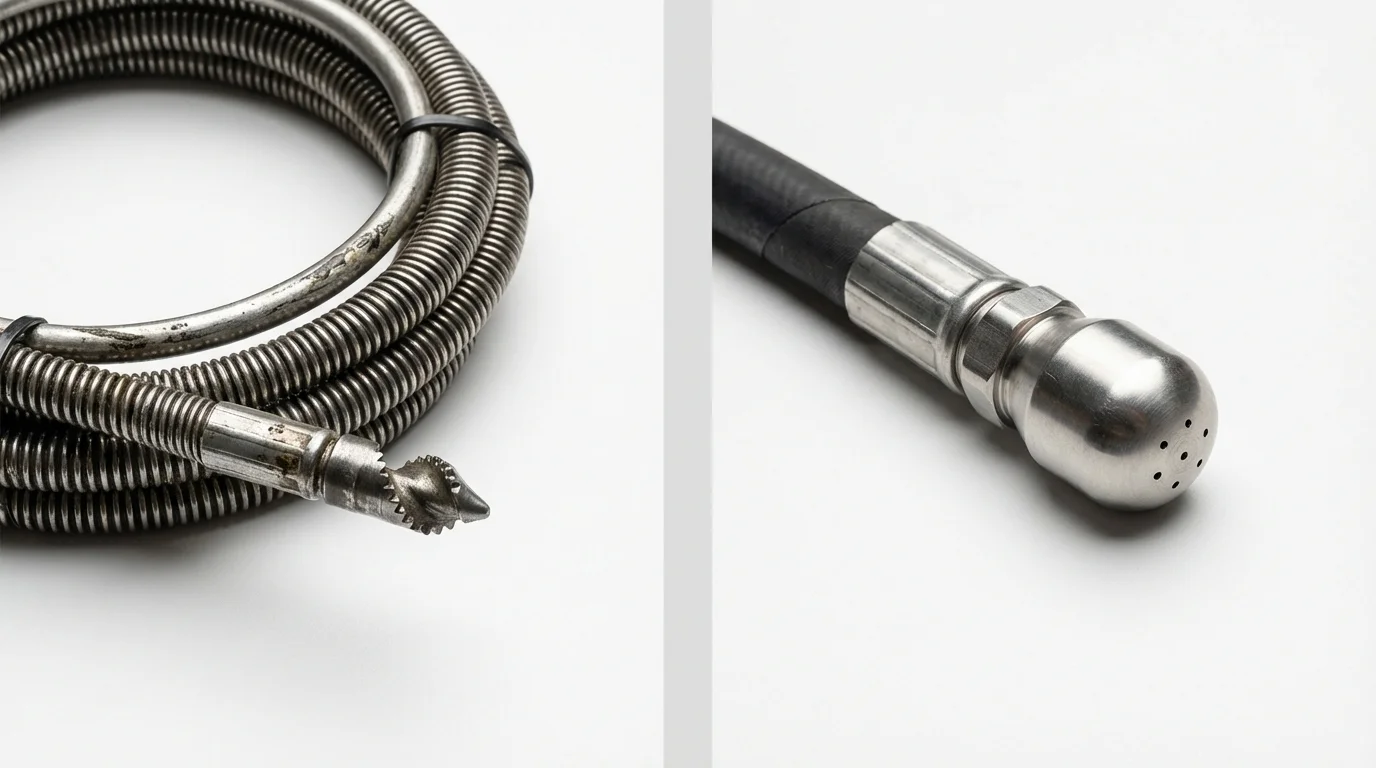 Drain snake cable and hydro jetting nozzle used for drain cleaning in Carrollton, VA